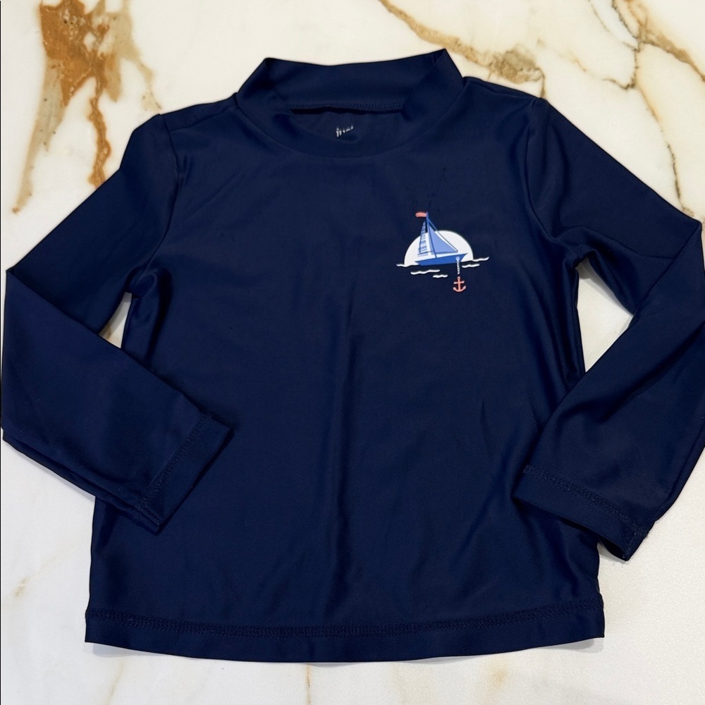 Kids Navy Rashguard with Sailboat Design